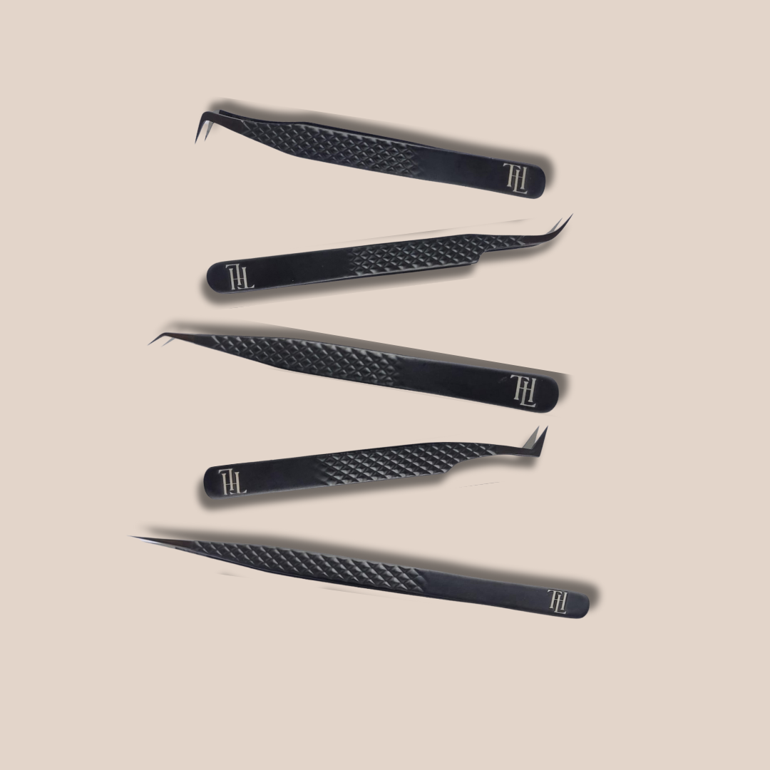 Fibre Tip Matte Black Eyelash Extension Tweezers