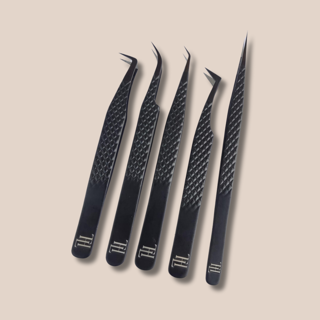 Fibre Tip Matte Black Eyelash Extension Tweezers