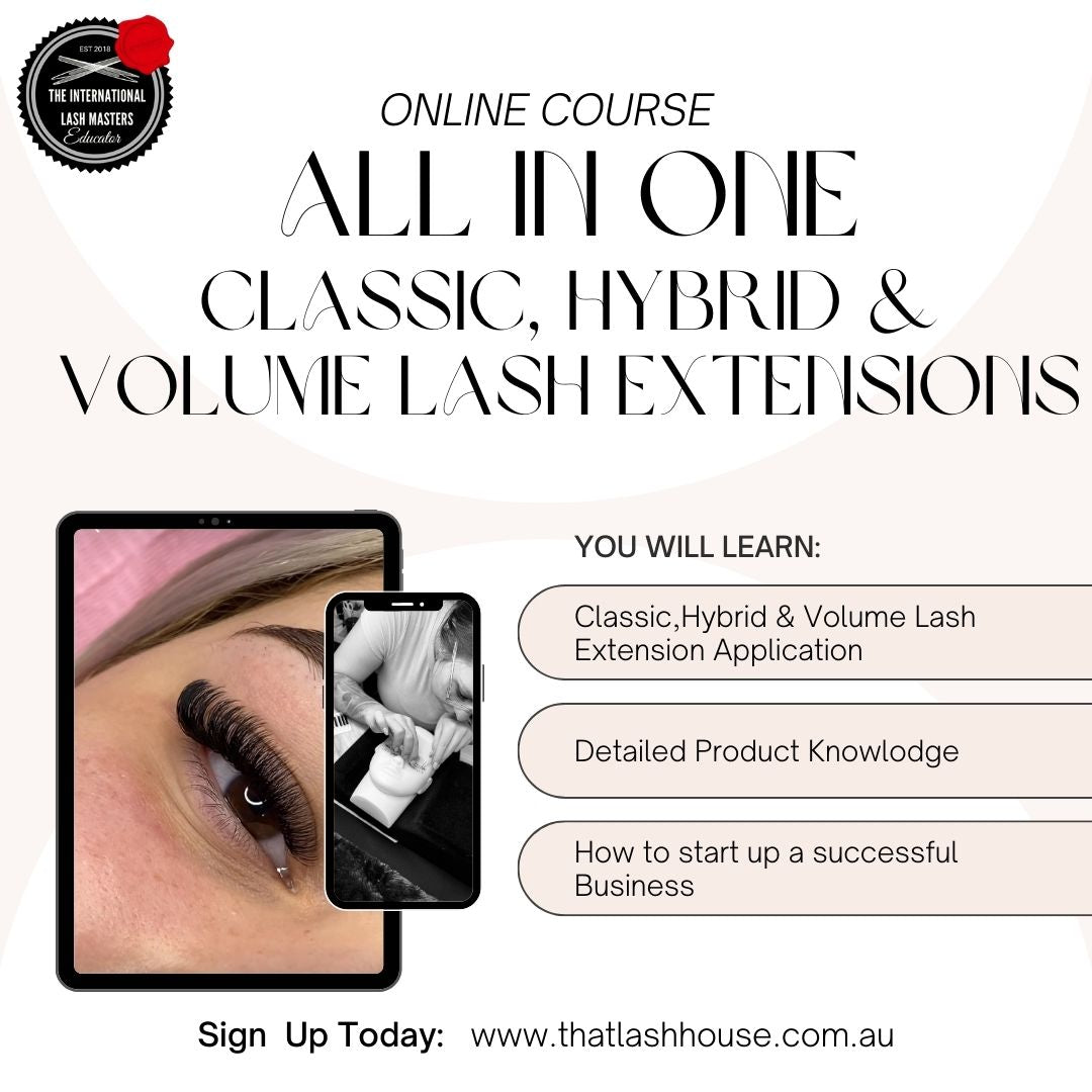 Online ALL-IN-ONE Classic Hybrid & Volume Lash Extension Course