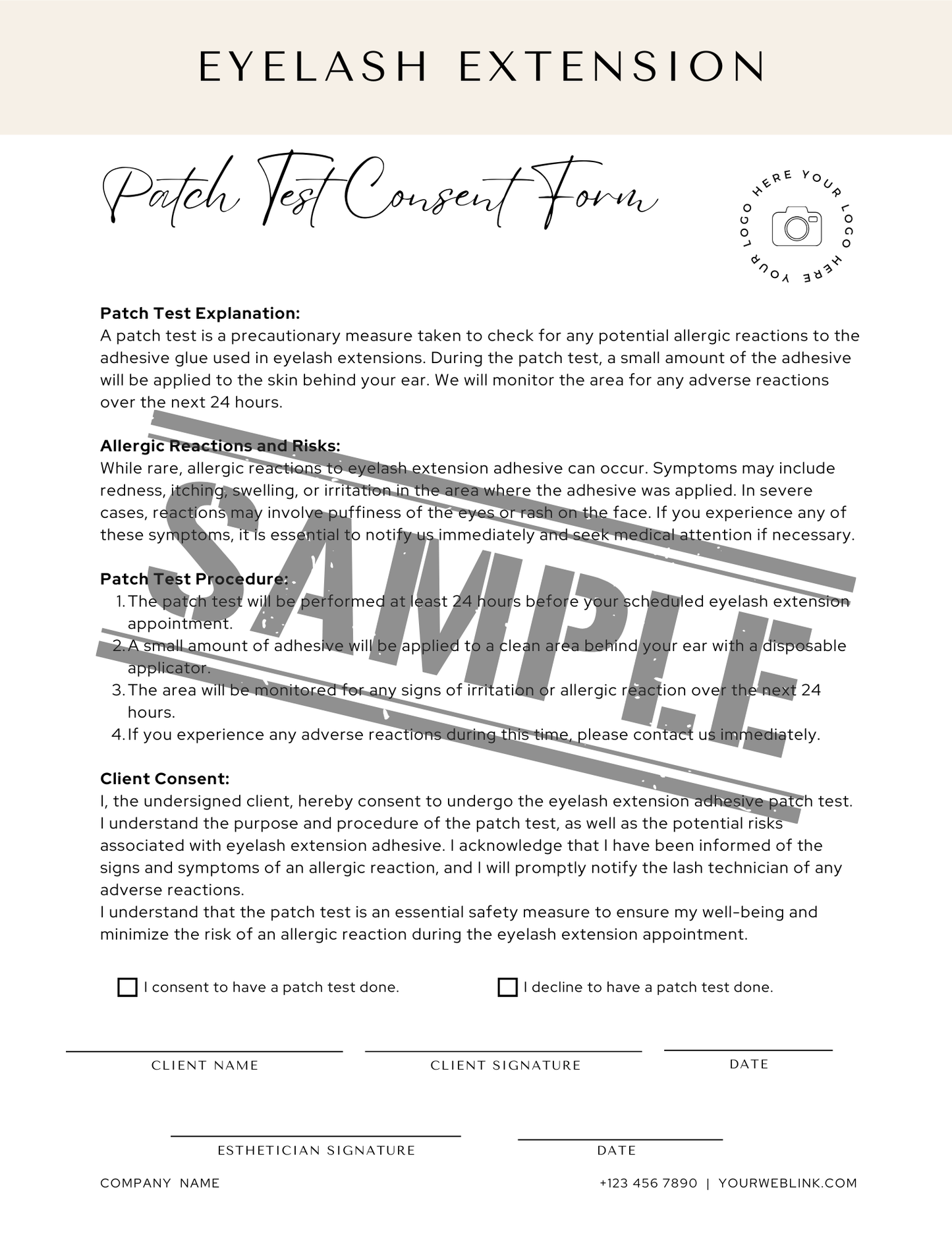 Eyelash Extension Consent Forms, Consultation Forms, Policies and Record Cards