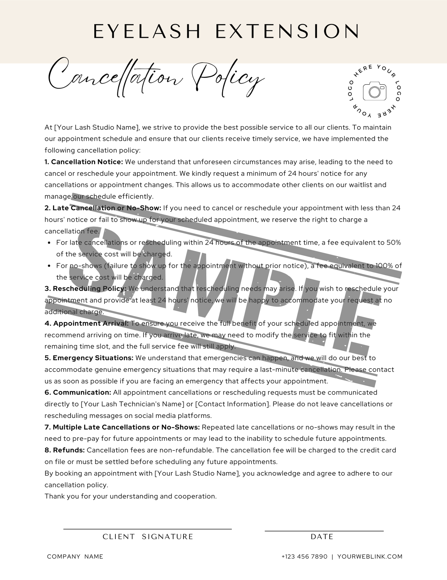 Eyelash Extension Consent Forms, Consultation Forms, Policies and Record Cards